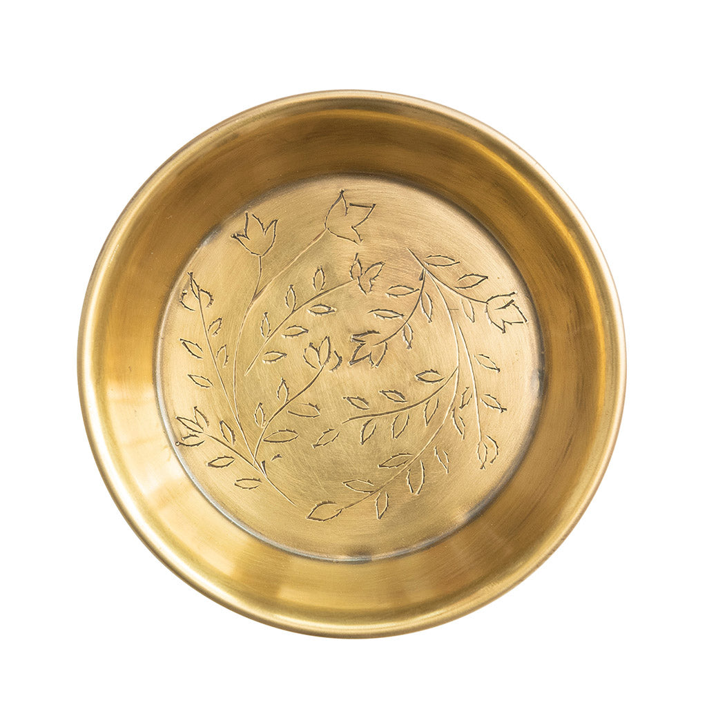 Floral Etched Brass Dish