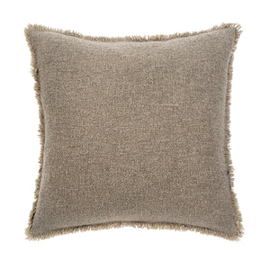 Taupe Fringed Boucle Pillow