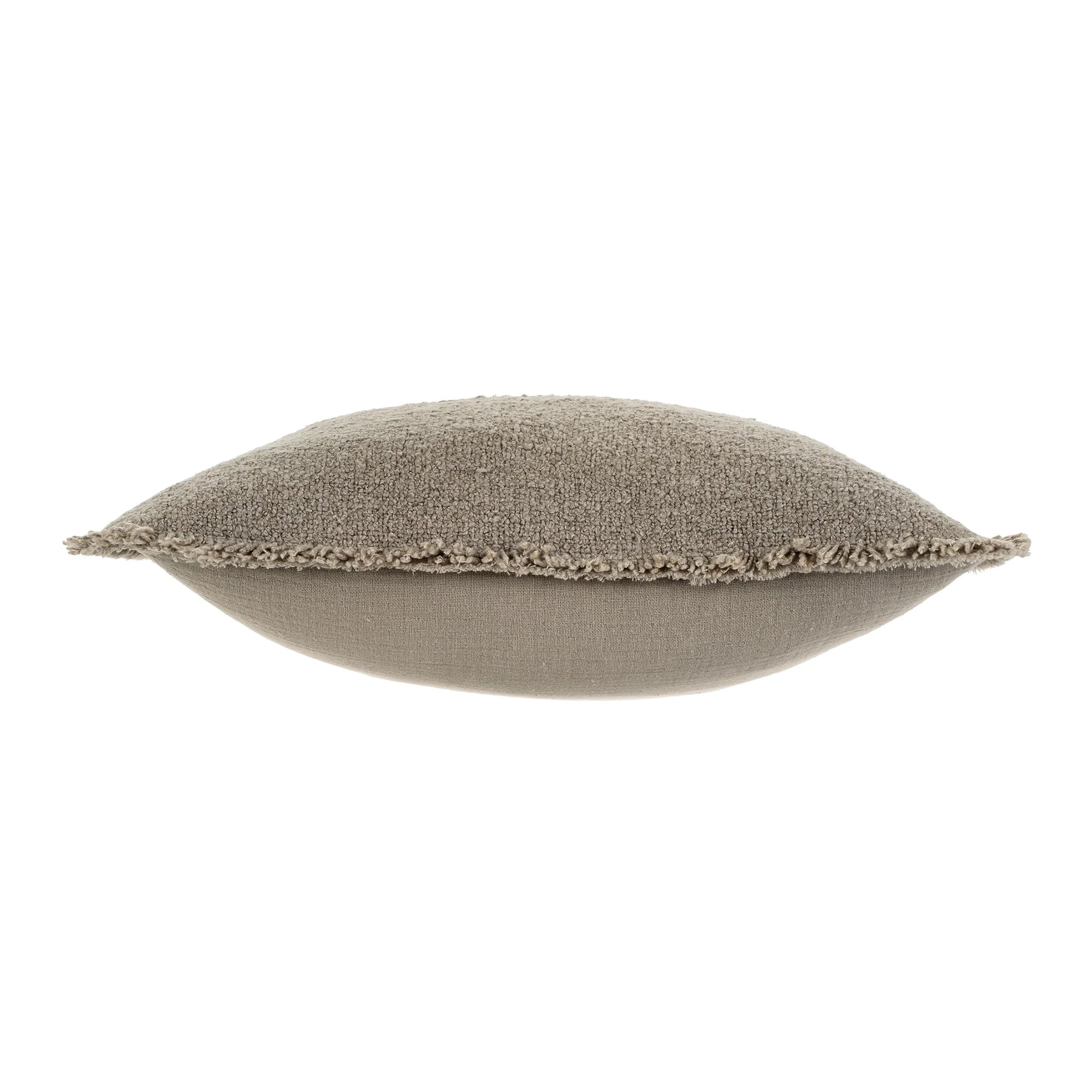 Taupe Fringed Boucle Pillow
