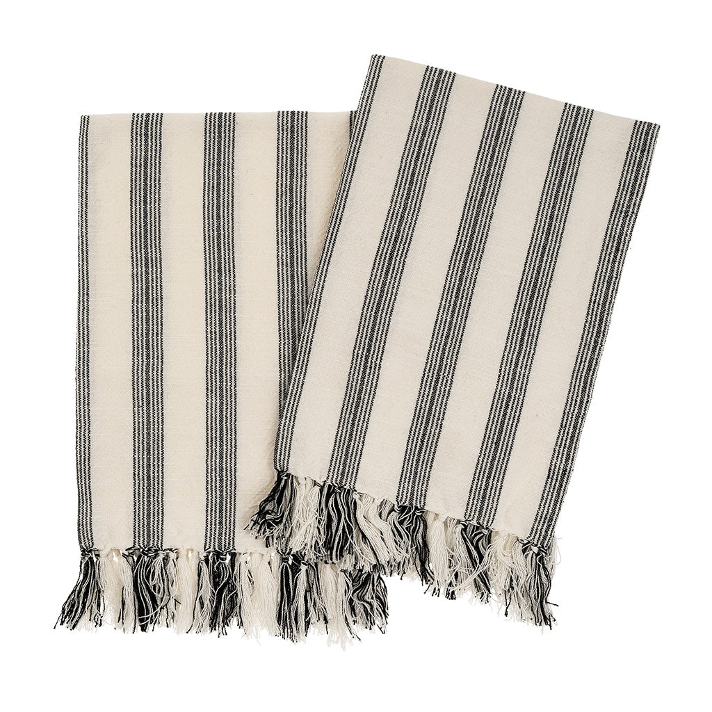 Black French Stripe Hand Towel