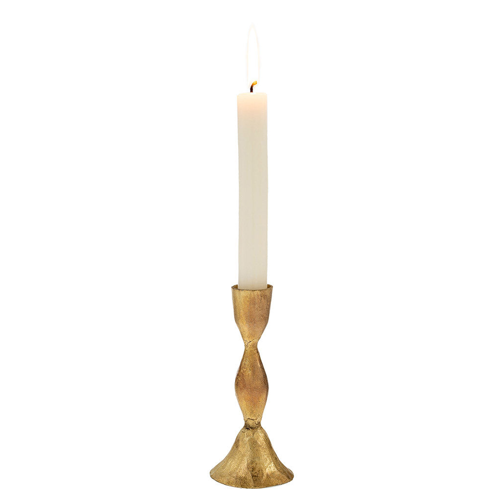 Tall Gold Zora Forged Candlestick