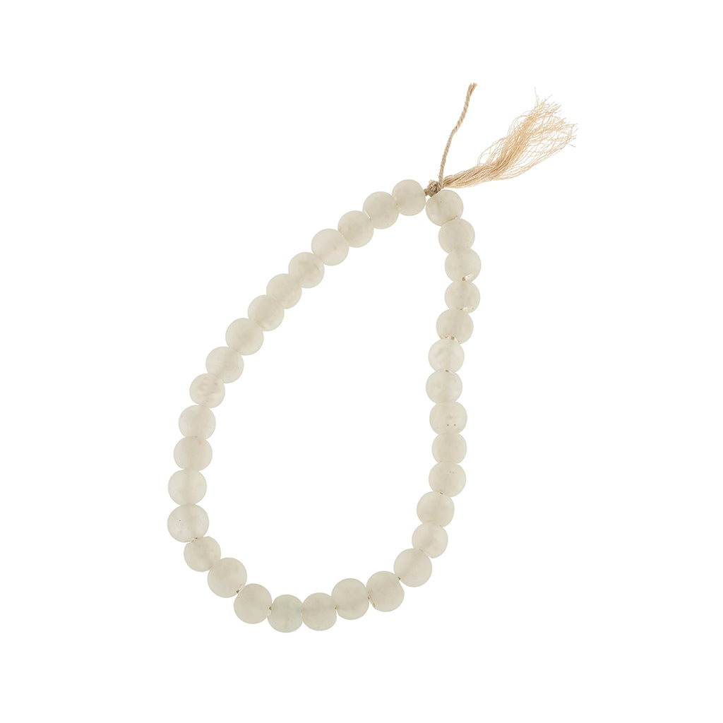 White Frosted Glass Tassel Beads
