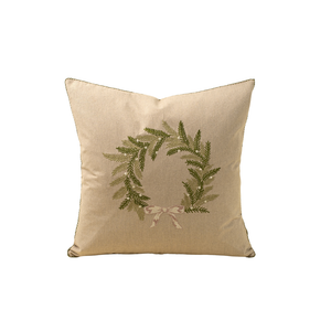 Embroidered Wreath Pillow