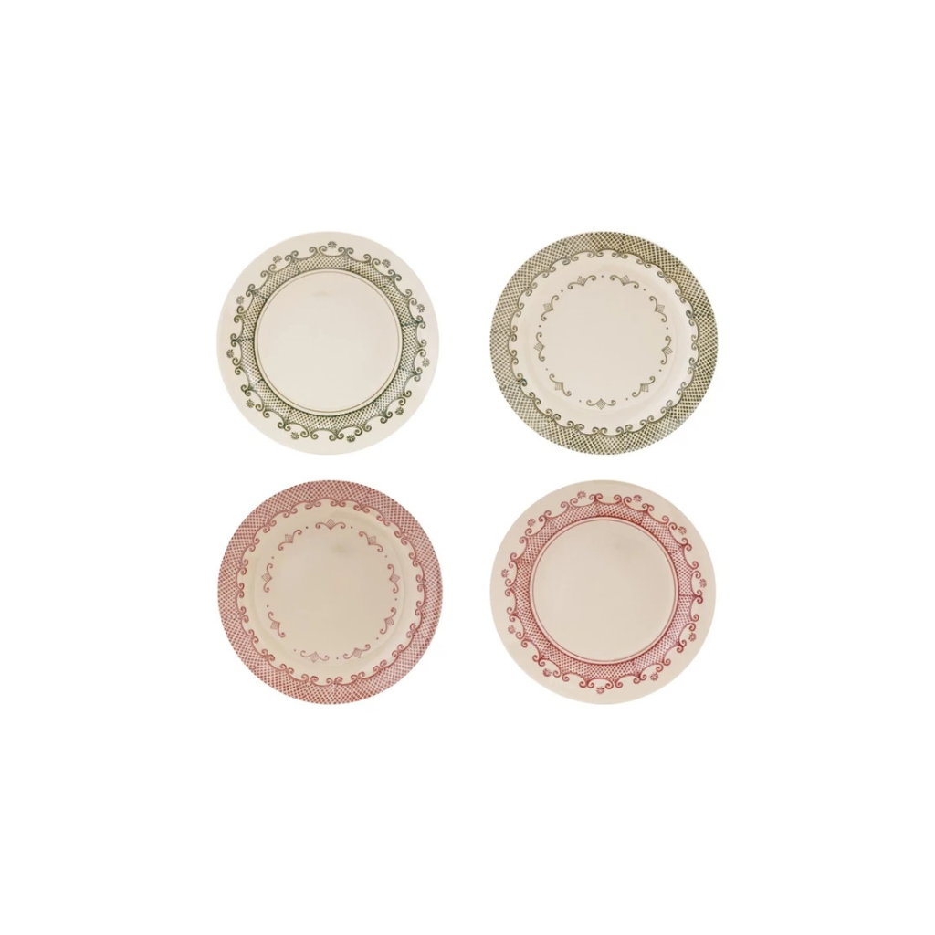 Red & Green Stoneware Plate