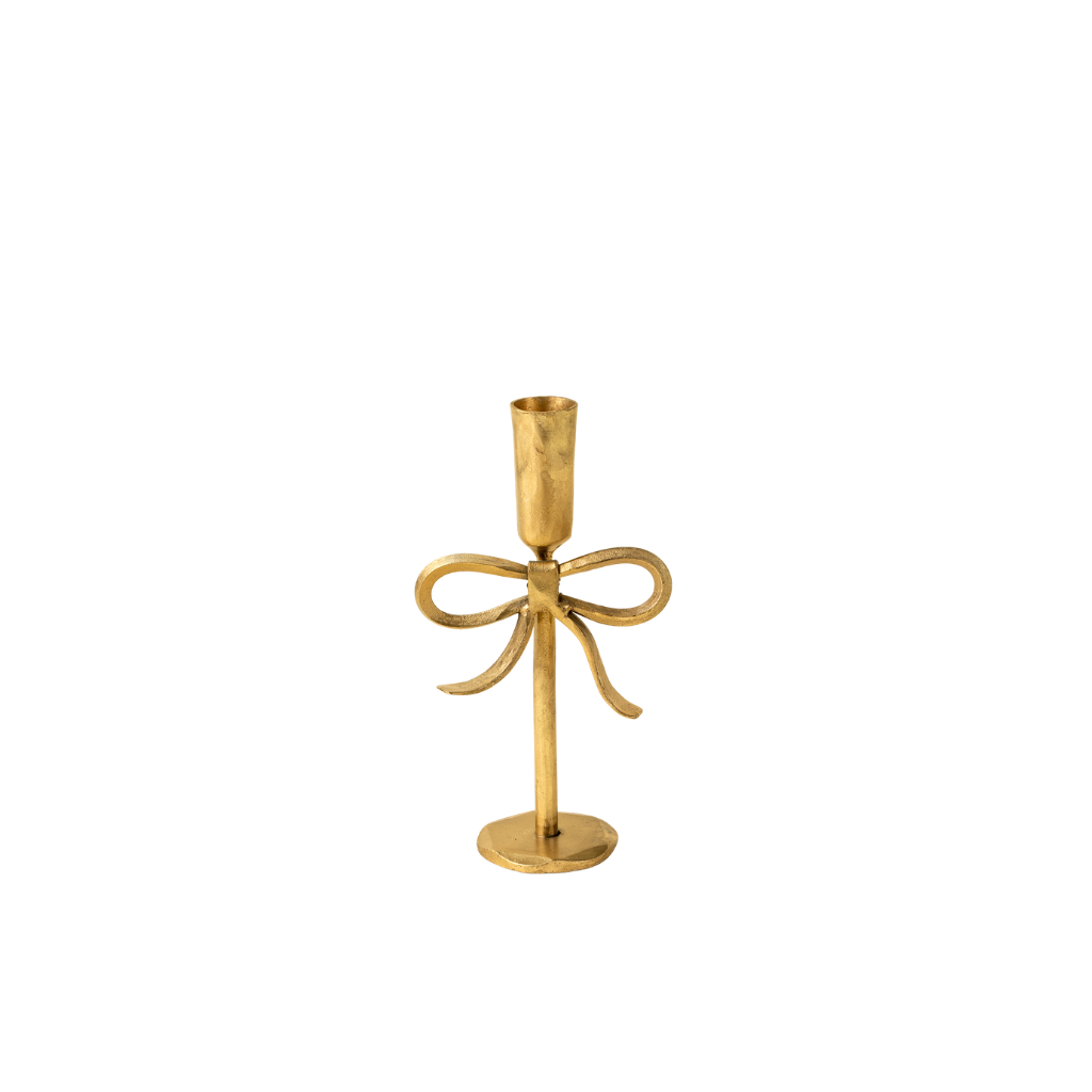 Small Gold Bow Forged Candlestick