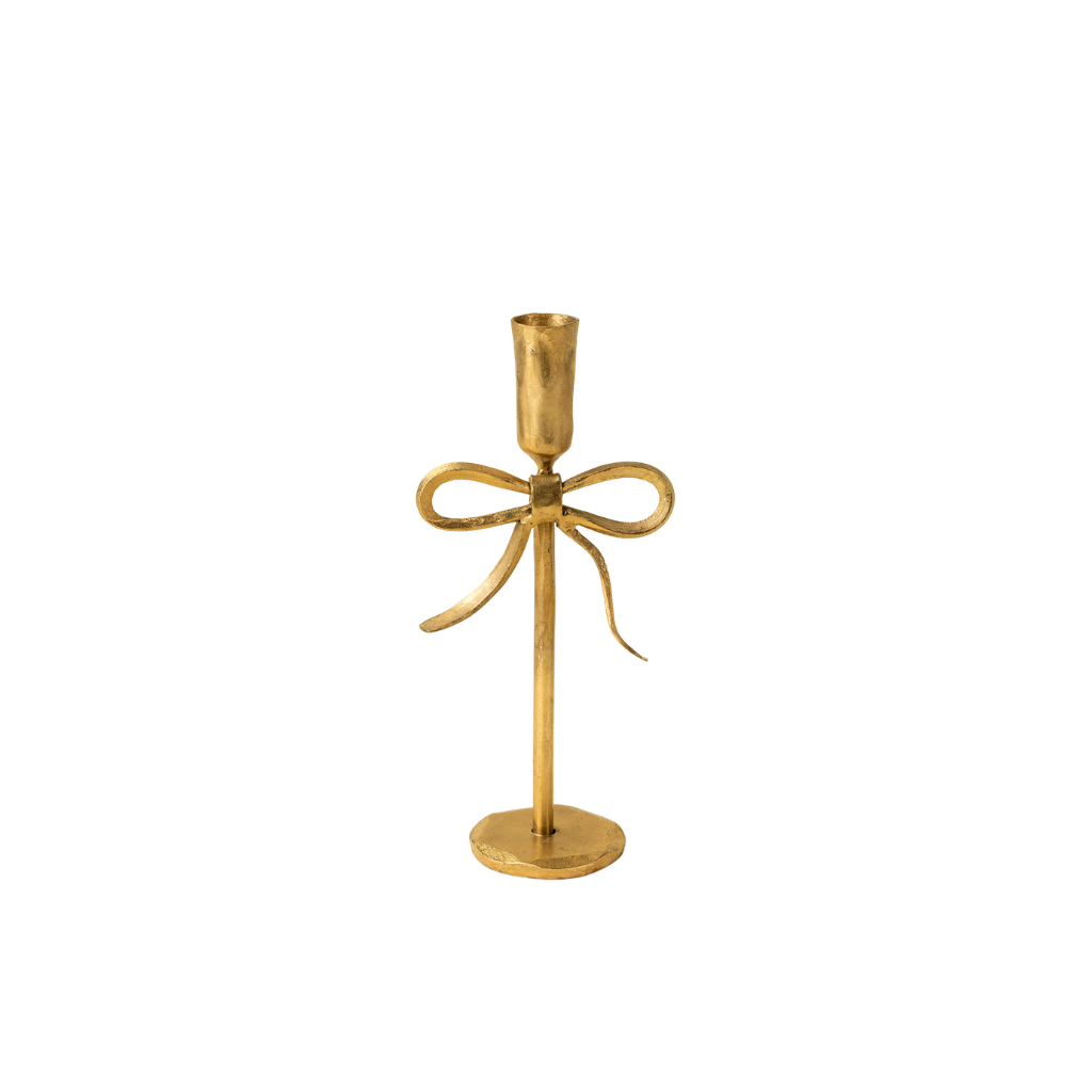 Medium Gold Bow Forged Candlestick