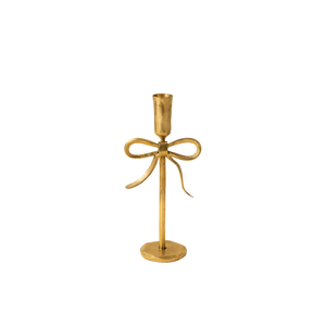 Medium Gold Bow Forged Candlestick