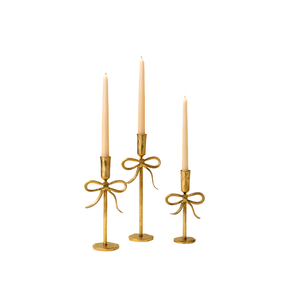 Large Gold Bow Forged Candlestick