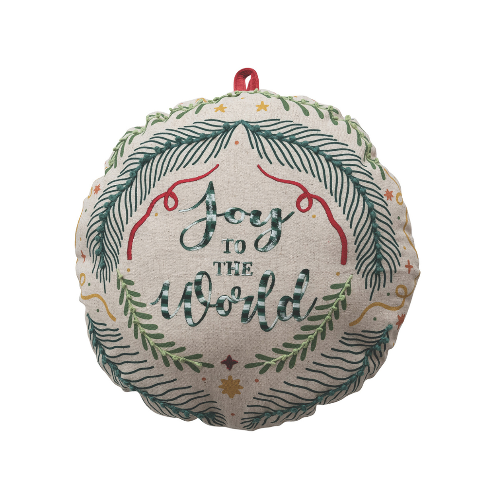 Joy Ornament Shaped Round Pillow