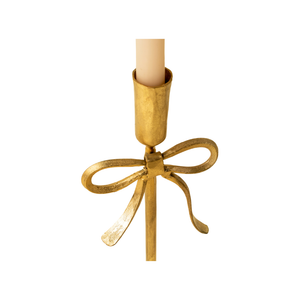 Large Gold Bow Forged Candlestick