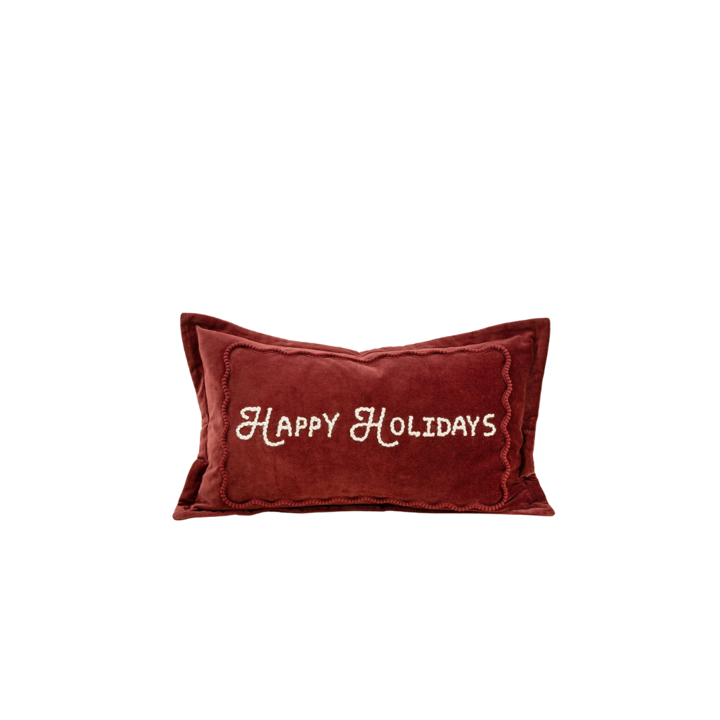 Red Happy Holidays Pillow