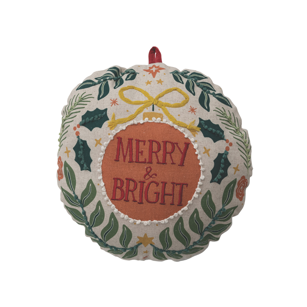 Merry Ornament Shaped Round Pillow
