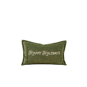 Green Happy Holidays Pillow
