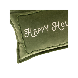 Green Happy Holidays Pillow
