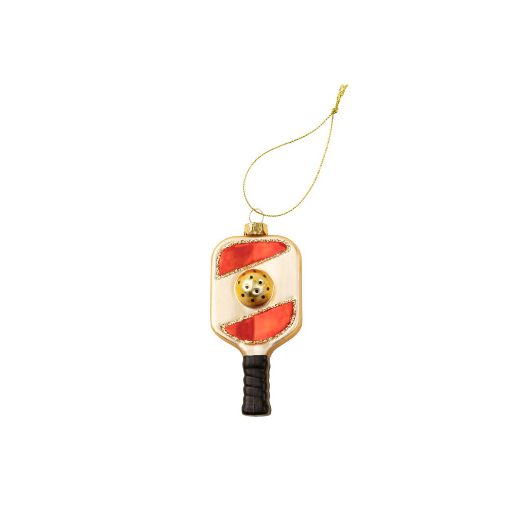 Pickle Ball Glass Ornament