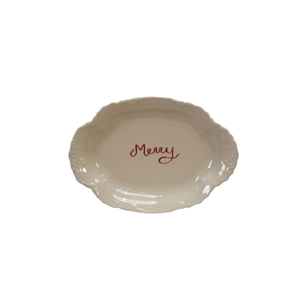 Merry Scalloped Stoneware Platter