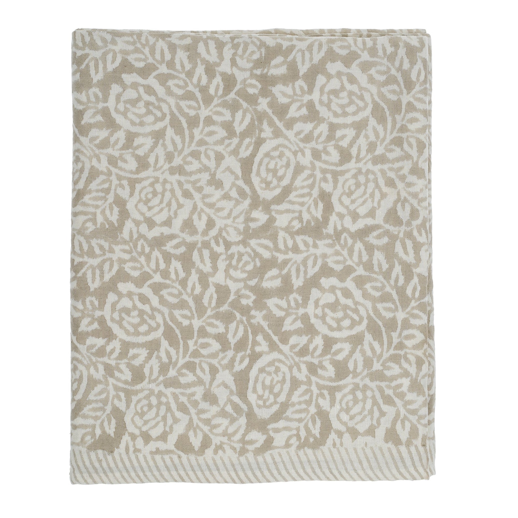 Wild Rose Block Print Tablecloth