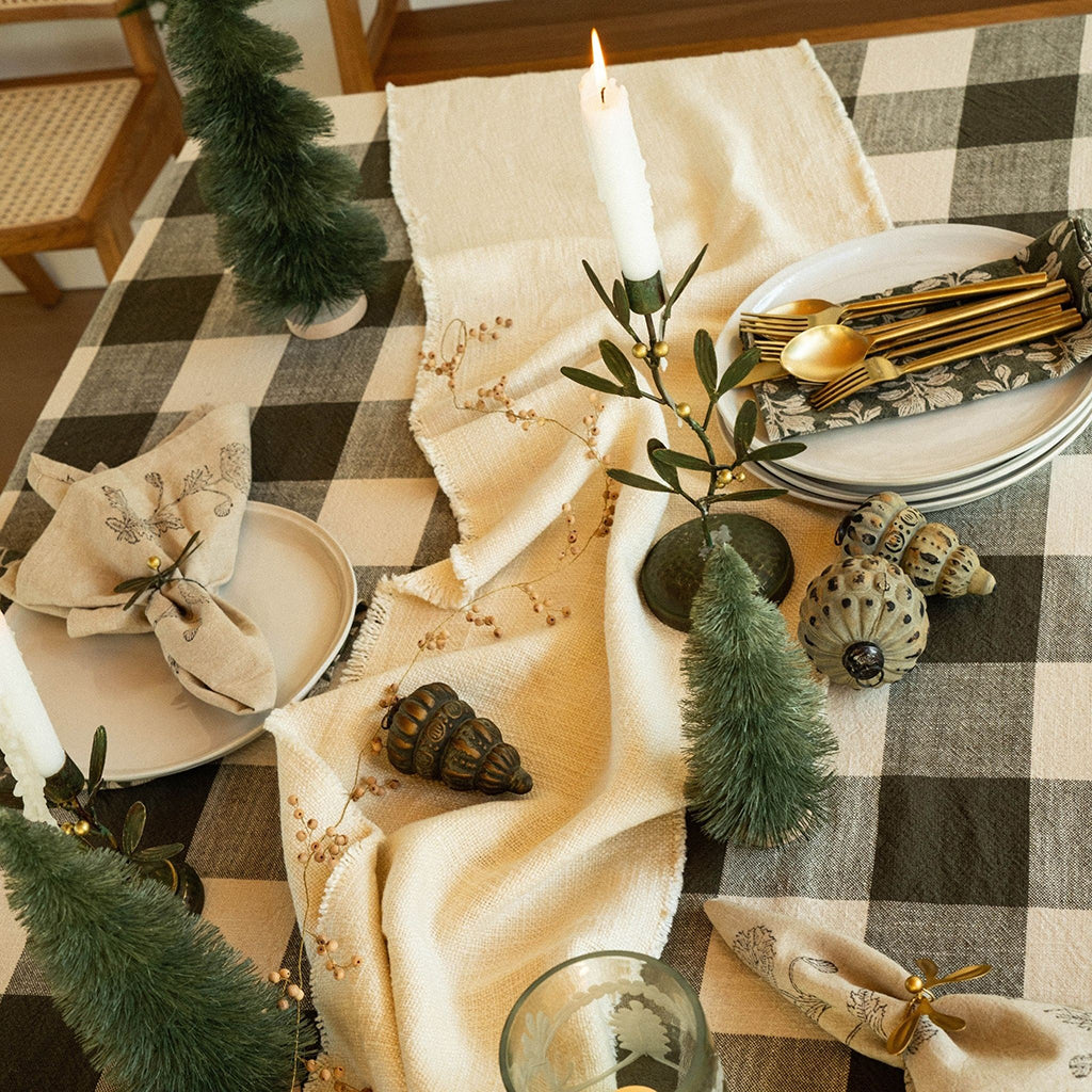 Olive Gingham Tablecloth