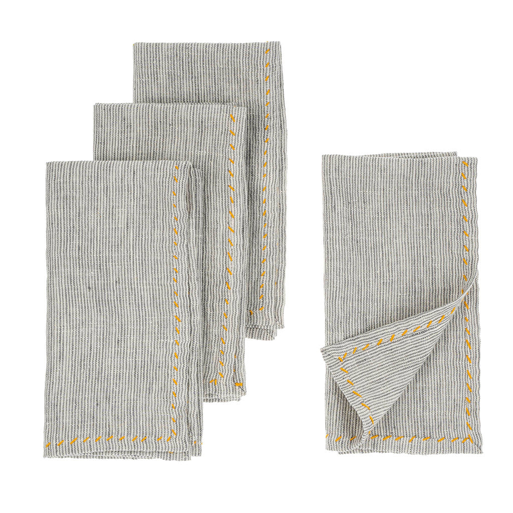 Grey Linen Pinstripe Napkin