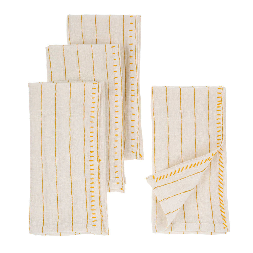 Yellow Linen Stripe Napkin