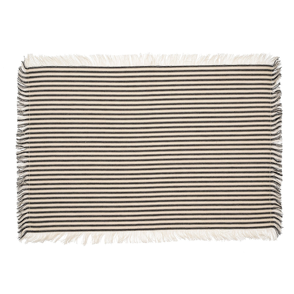 Black Ticking Fringe Placemat