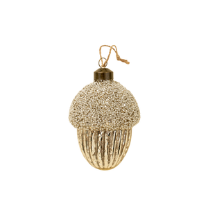 Glitter Acorn Glass Holiday Ornament