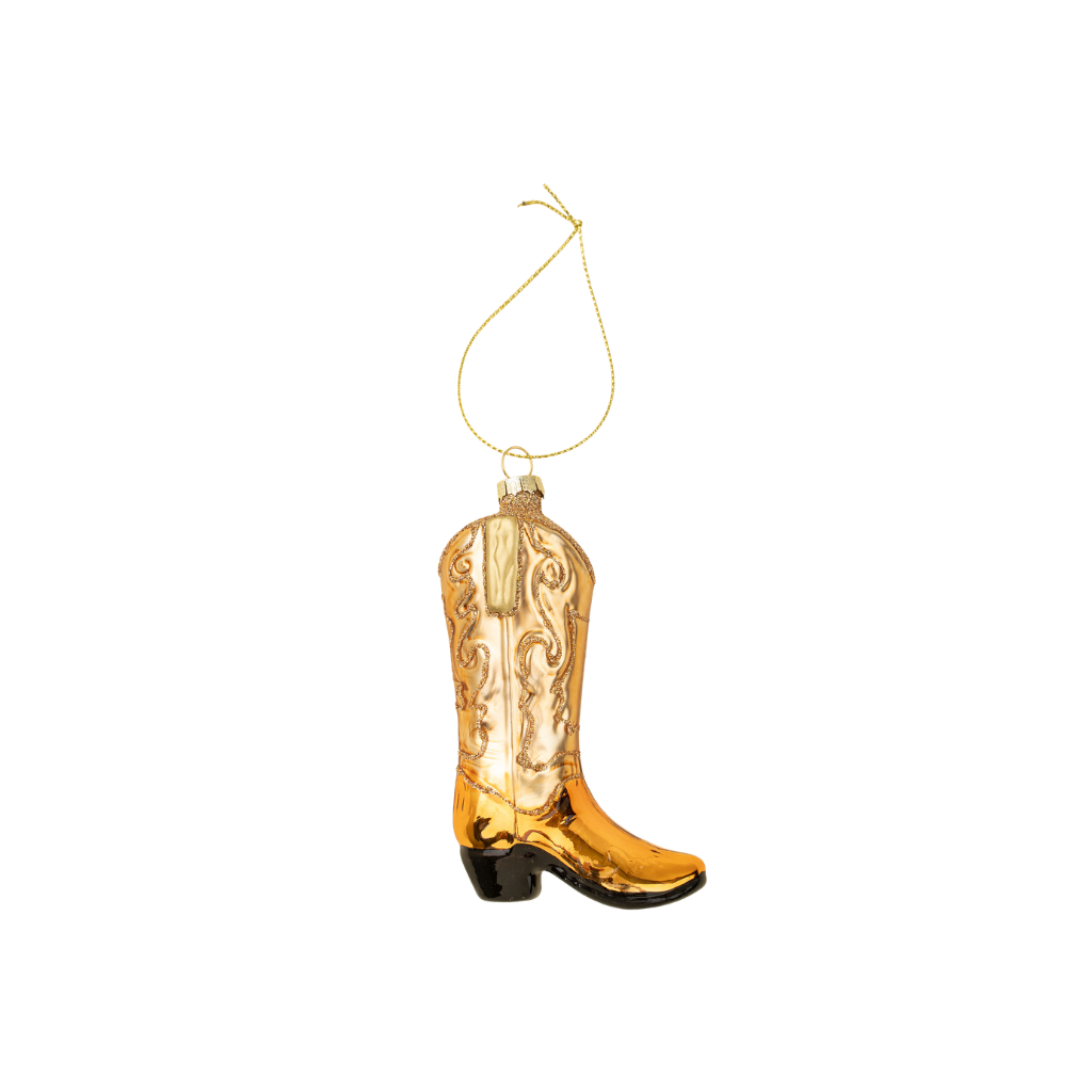 Cowboy Boot Glass Ornament