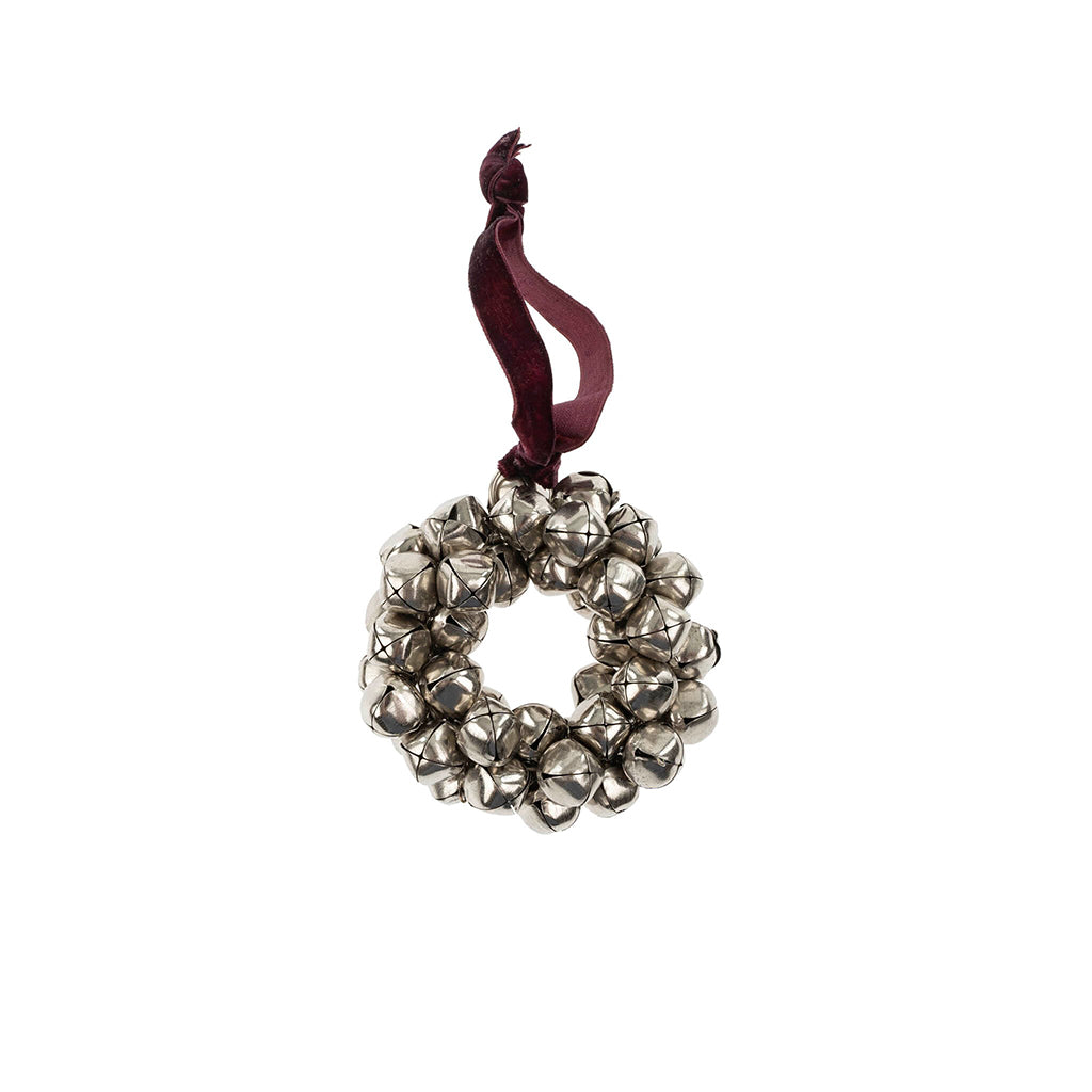 Silver Jingle Bell Wreath Ornament