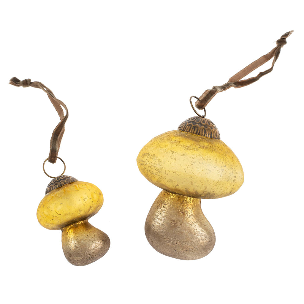 Small Gold Glass Mushroom Ornament