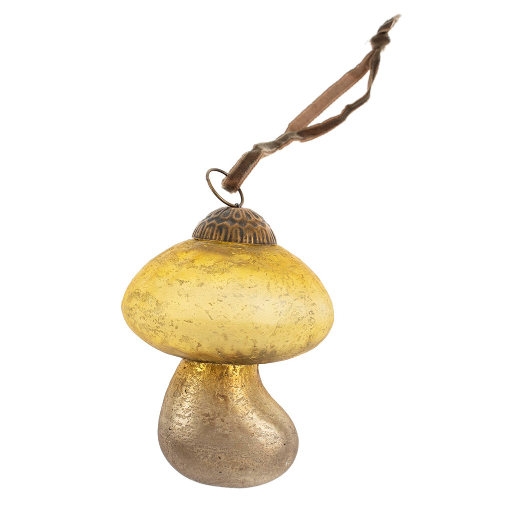 Large Gold Glass Mushroom Ornament