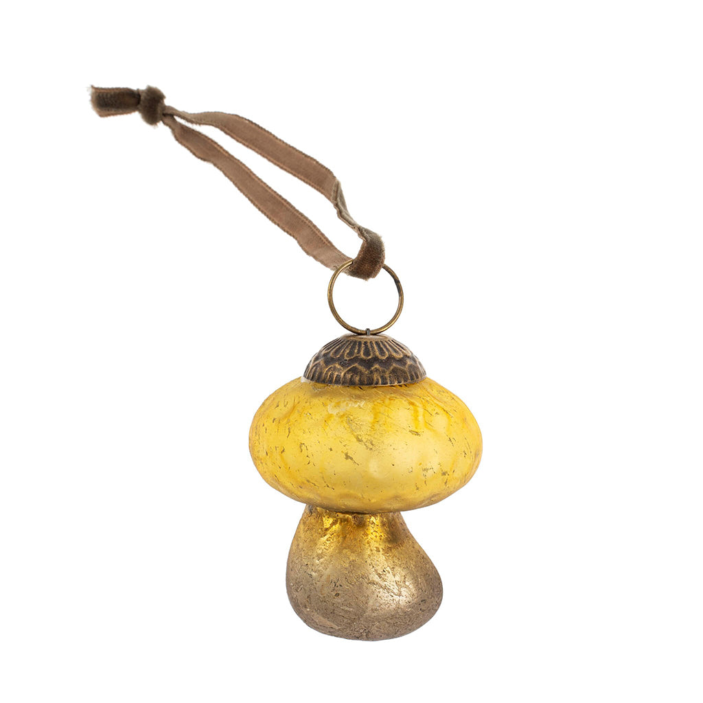Small Gold Glass Mushroom Ornament