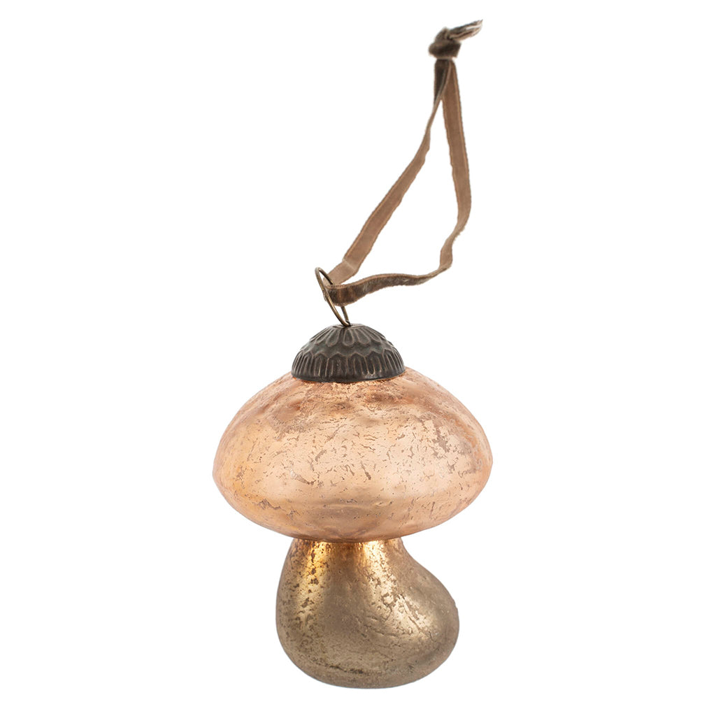 Large Blush Glass Mushroom Ornament