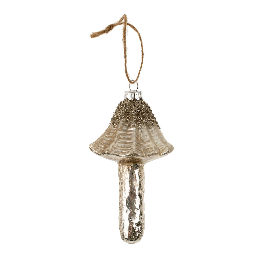 Antique Silver Merry Mushroom Ornament