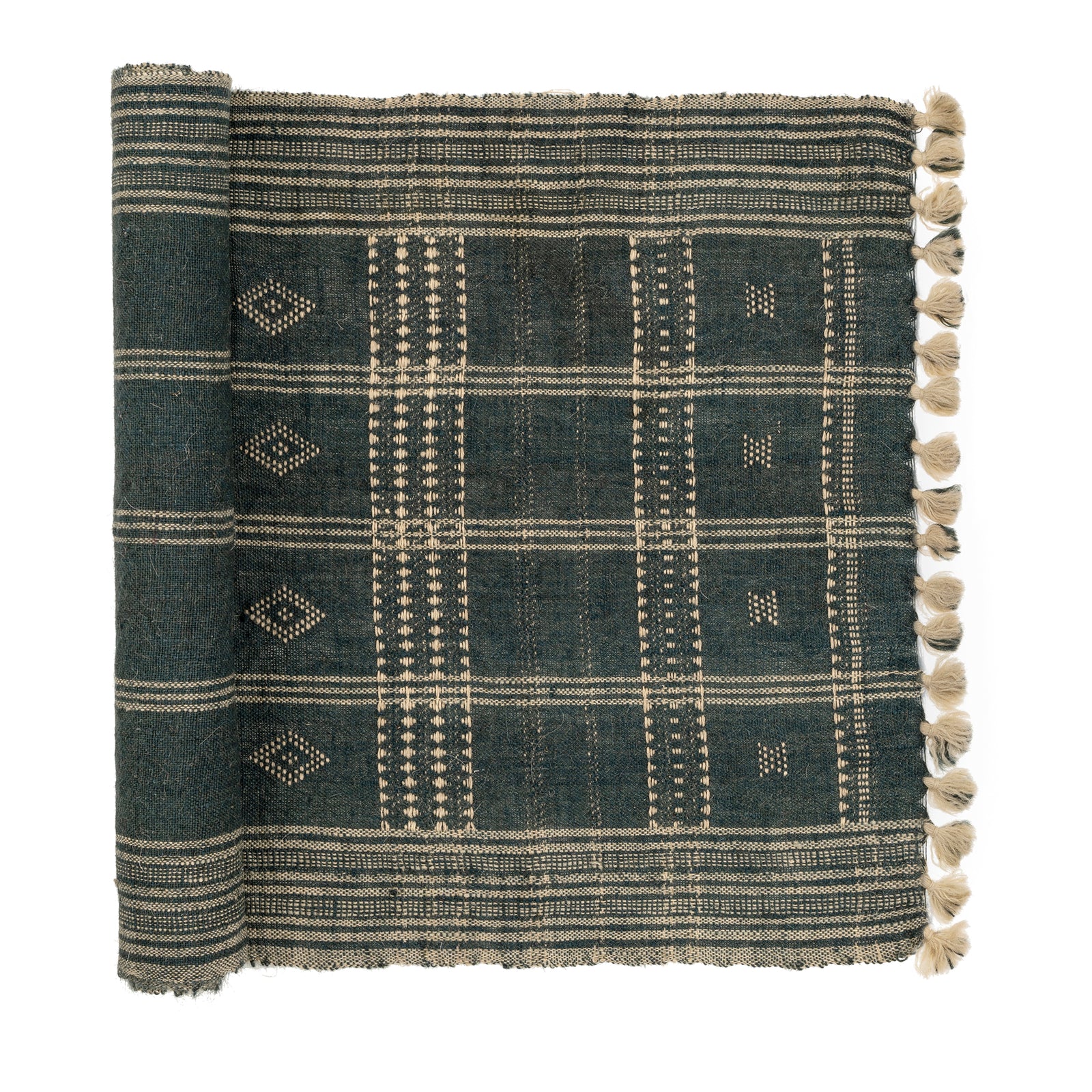 Midnight Blue Bhujodi Wool Handloom Runner