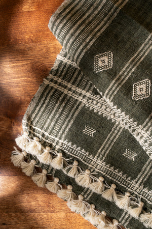 Midnight Blue Bhujodi Wool Handloom Runner