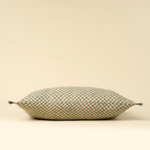 Blue Check Linen Pillow