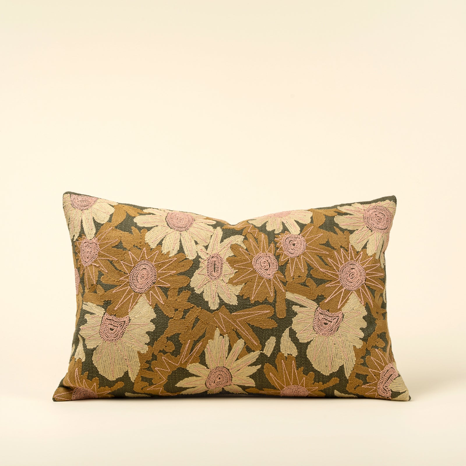 Flower Grove Embroidered Pillow