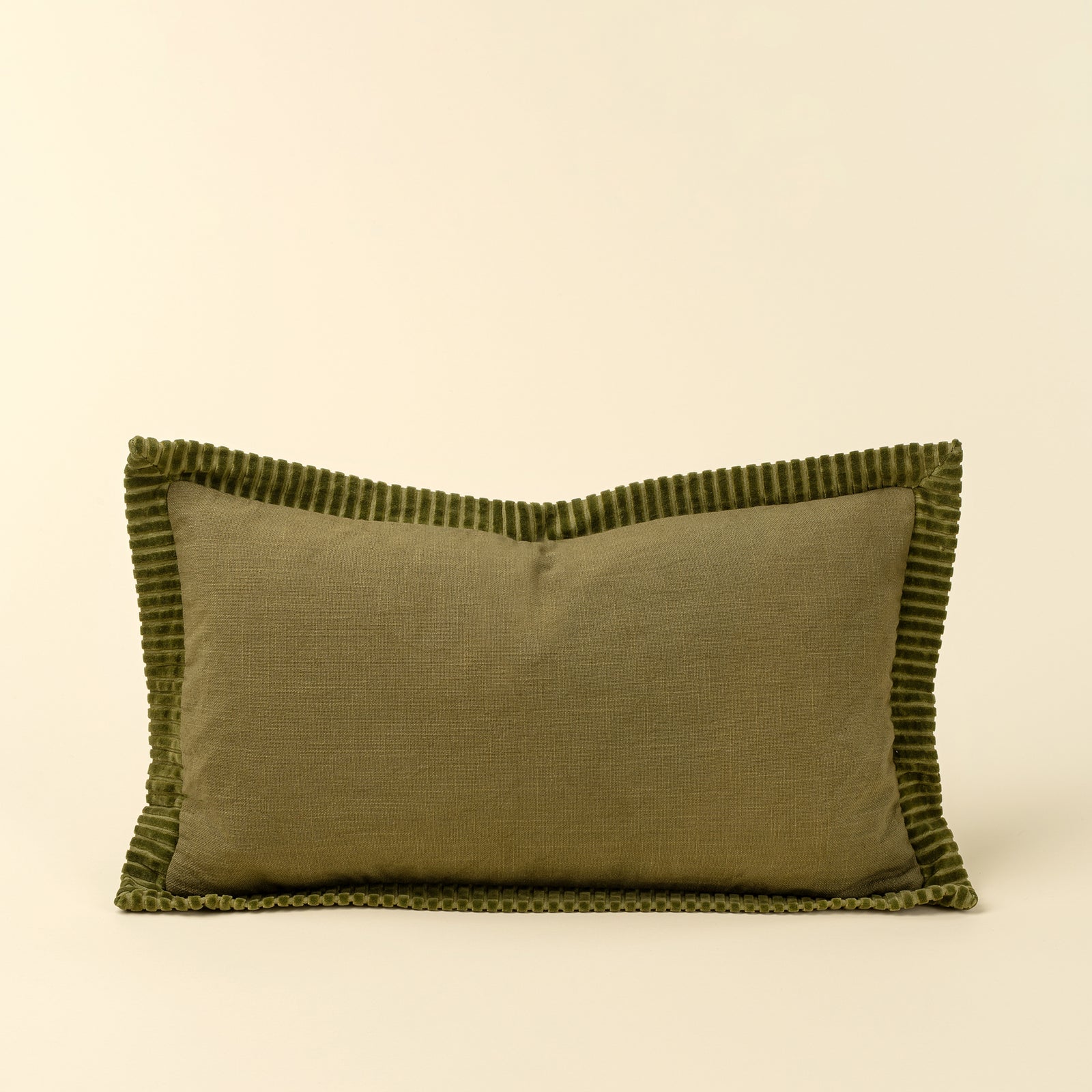 Moss Velvet Corded Edge Pillow
