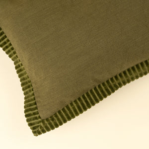 Moss Velvet Corded Edge Pillow