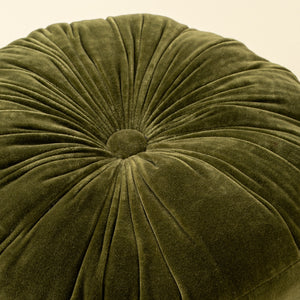 Moss Velvet Tuft Round Cushion