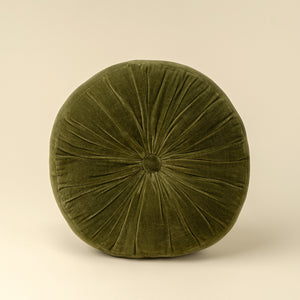Moss Velvet Tuft Round Cushion
