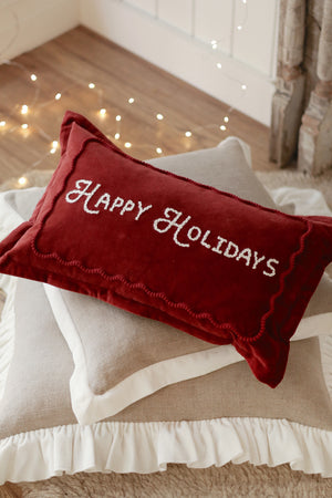 Red Happy Holidays Pillow