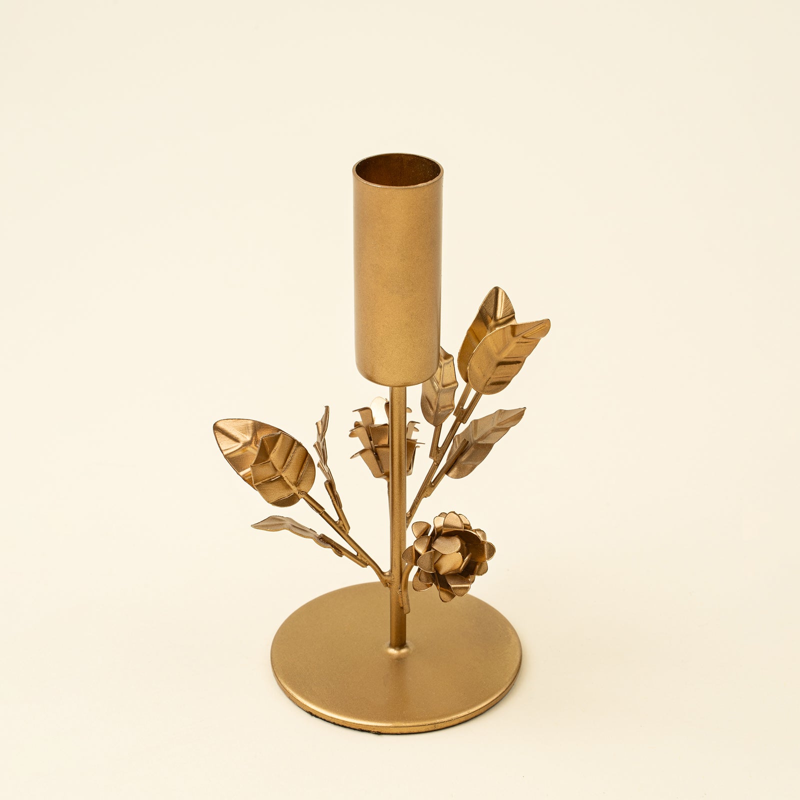 Large Gilded Rose Candle Holder