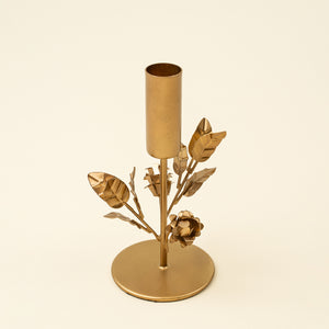 Large Gilded Rose Candle Holder