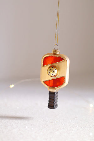 Pickle Ball Glass Ornament