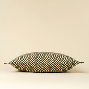 Green Check Linen Pillow