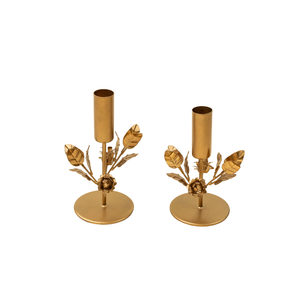Large Gilded Rose Candle Holder