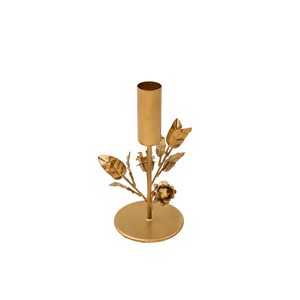 Large Gilded Rose Candle Holder