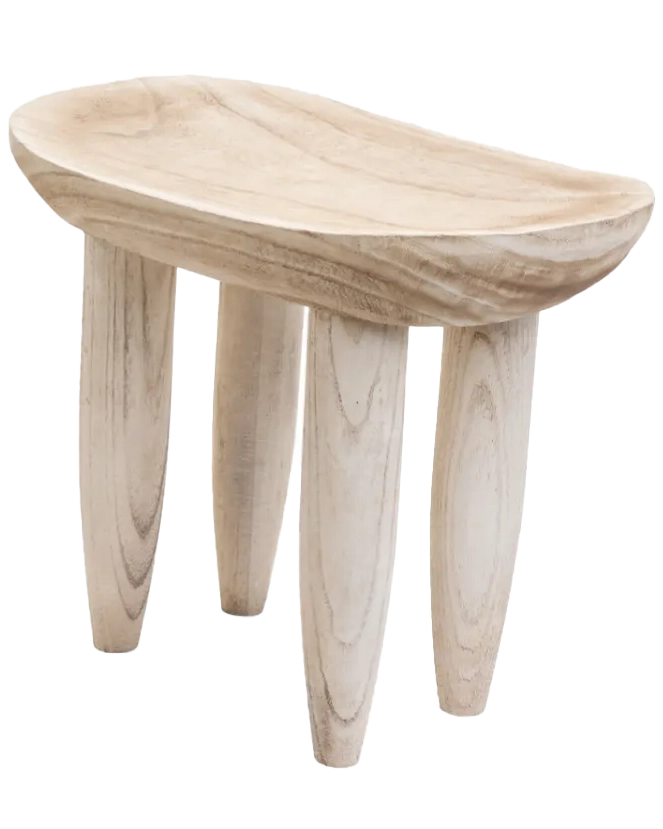 Whitewash Paulownia Wood Stool