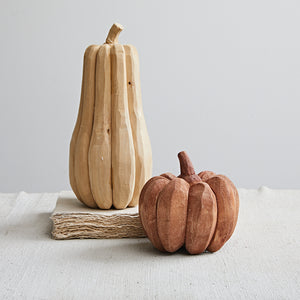 5.5" Rust Carved Wood Pumpkin